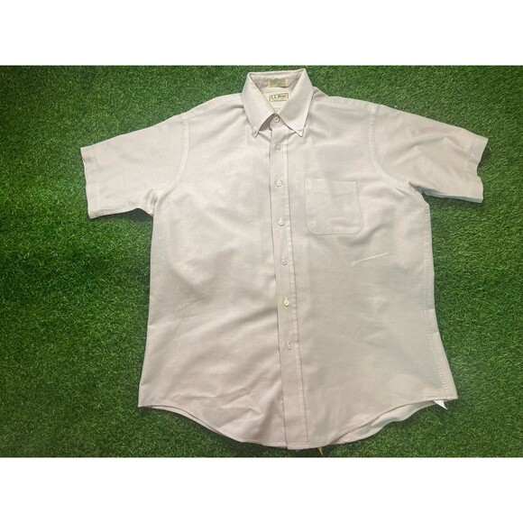 L.L. Bean Other - Vintage L.L. Bean Men's Oxford Cloth Beige Short Sleeve Button down 16.5